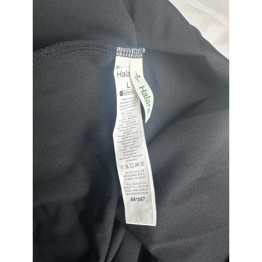 Halara Ruched Bodycon Midi Dress Black Built In Bra Sleeveless Size Large NWT - Picture 7 of 7